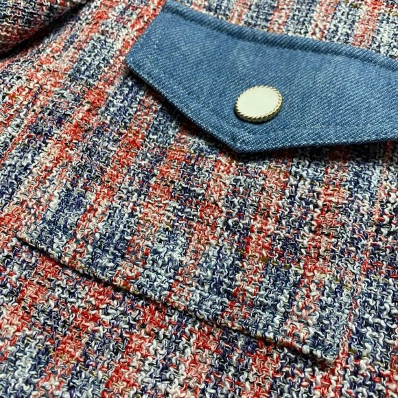 HOUSE OF HARLOW 1960 NEW Tweed Denim Western Style Jacket Size M - Picture 4 of 7